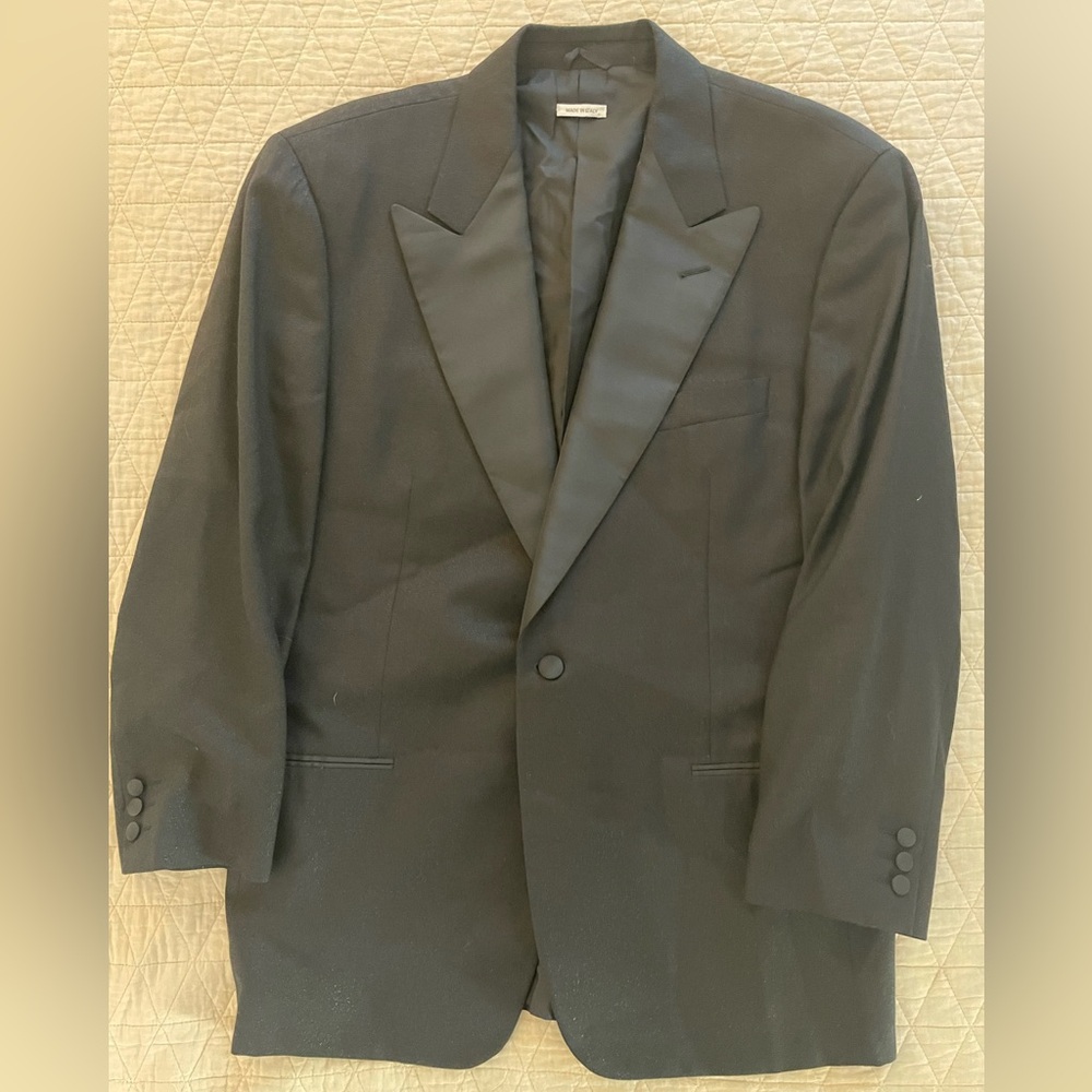 VESTIMENTA Made in Italy Vintage Peak Lapel Tuxedo Jacket in Black Size 42 R